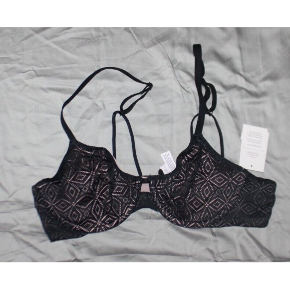 Underwire Bra Auden Black and Pink Lace Unlined Demi Coverage size 36A